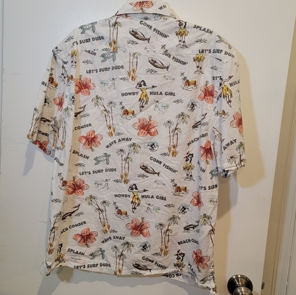 H & M Hawaiian Shirt Button Down short sleeve Tropical Surf Beach Size M - Picture 8 of 13